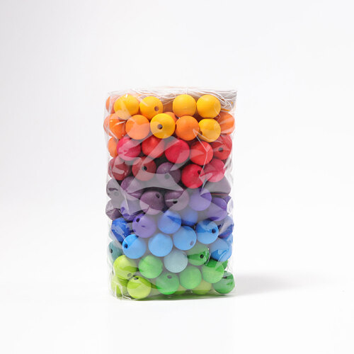 Grimms - 180 Rainbow Coloured Wooden Beads (20mm)