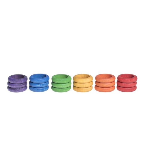 Grapat - Rings (Set of 18) in 6 Rainbow Colours
