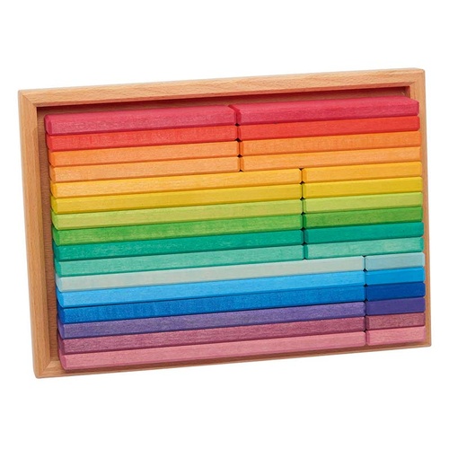 Gluckskafer - Rainbow Building Slats in a Tray (32 Pieces)