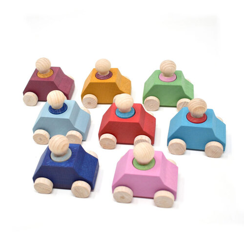 Lubulona - Wooden Cars with Drivers (Set of 8)
