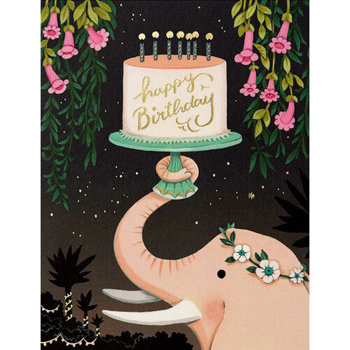 Foil Card - Pink Elephant Birthday
