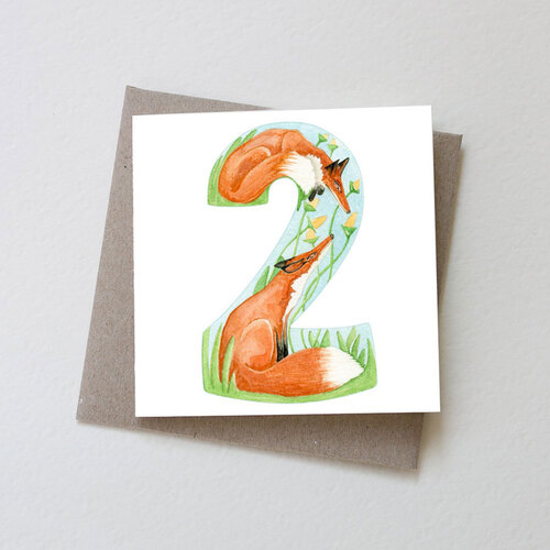 Mini Card - Number Two Foxes