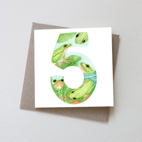 Mini Card - Number Five Frogs