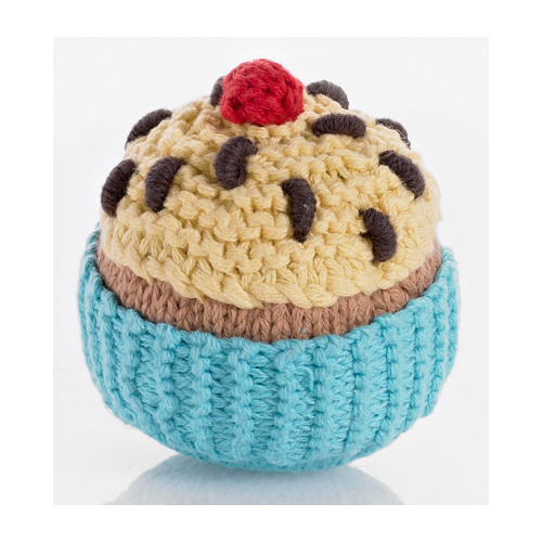 Pebble - Turquoise and Yellow Cupcake Rattle